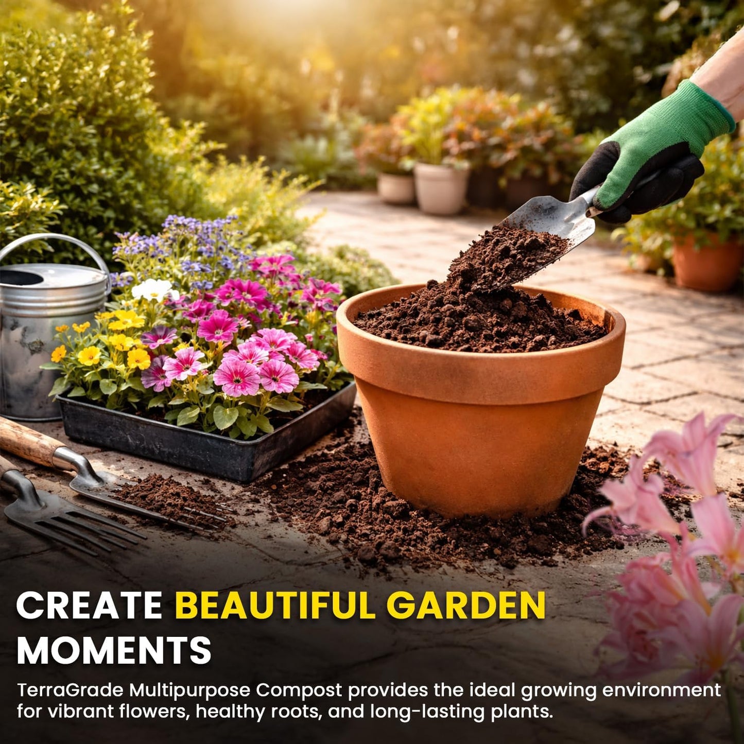 Terragrade Multipurpose Compost 60L | Premium Potting & Garden Soil for Indoor & Outdoor Plants | Nutrient Rich Compost for Vegetables, Seeds, Seedlings & Houseplants | Moisture Retentive Root Boostin