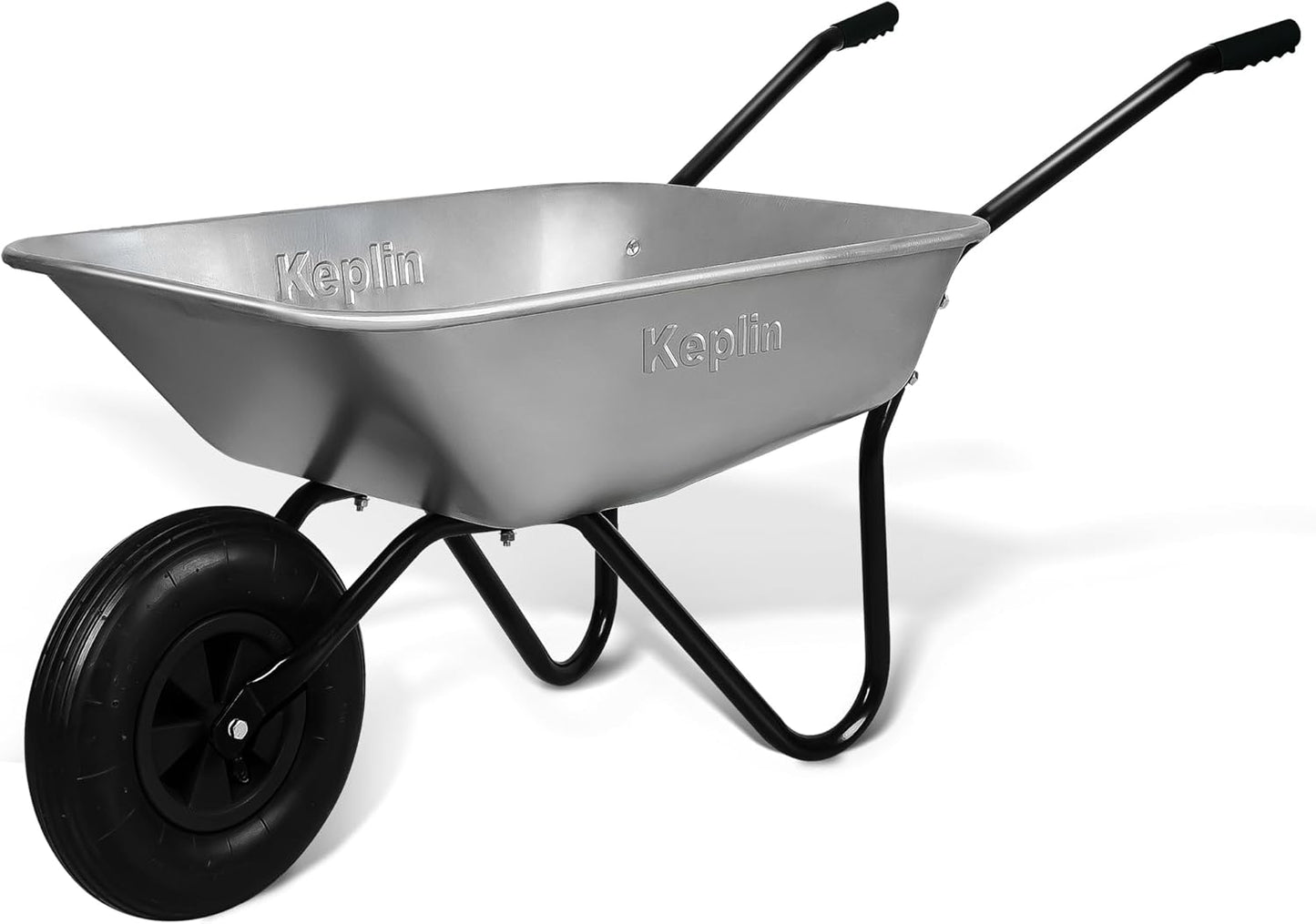 65L Garden Wheelbarrow with Pneumatic Tyre – Single Wheel Steel Garden Barrow Supports 100Kg Load Capacity, Heavy Duty Wheelbarrow for Soil, Compost, Tools & Outdoor Gardening Tasks