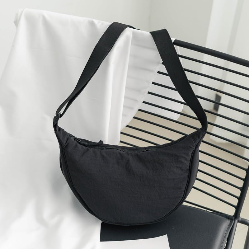 Crescent Bag, Nylon Dumpling Bag for Women, Hobos Crossbody Bag with Adjustable Strap, Women'S Casual Messenger Bag, Solid Color Chest Bag Shoulder Bag for Daily Use