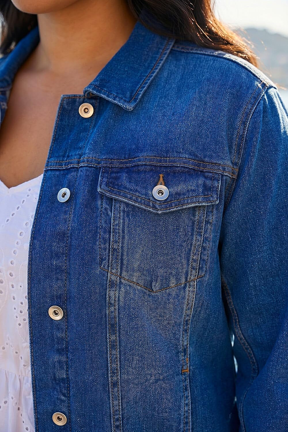 Jean Denim Jacket for Women UK Ladies 100% Cotton Summer Casual Stretch Crop Smart Utility Trucker Biker Fitted Vintage Wash Faded Classic Work Twill