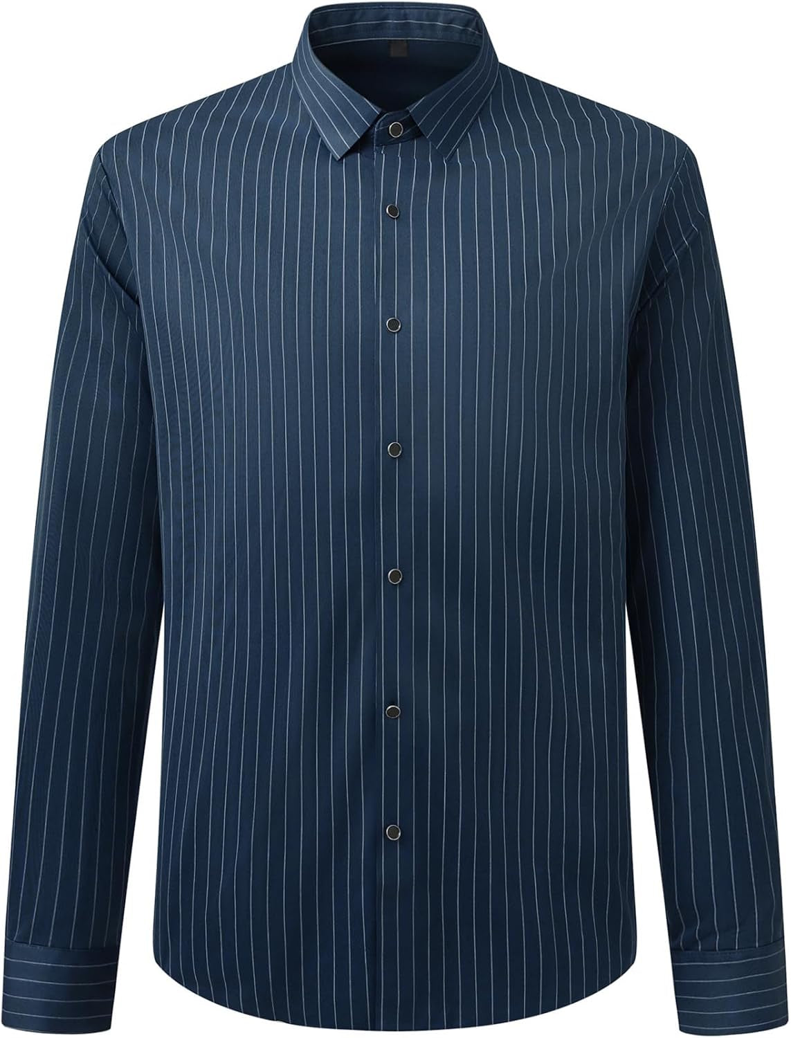 Mens Stretch Striped Shirt Long Sleeve Business Formal Button down Dress Shirt Classic Fit