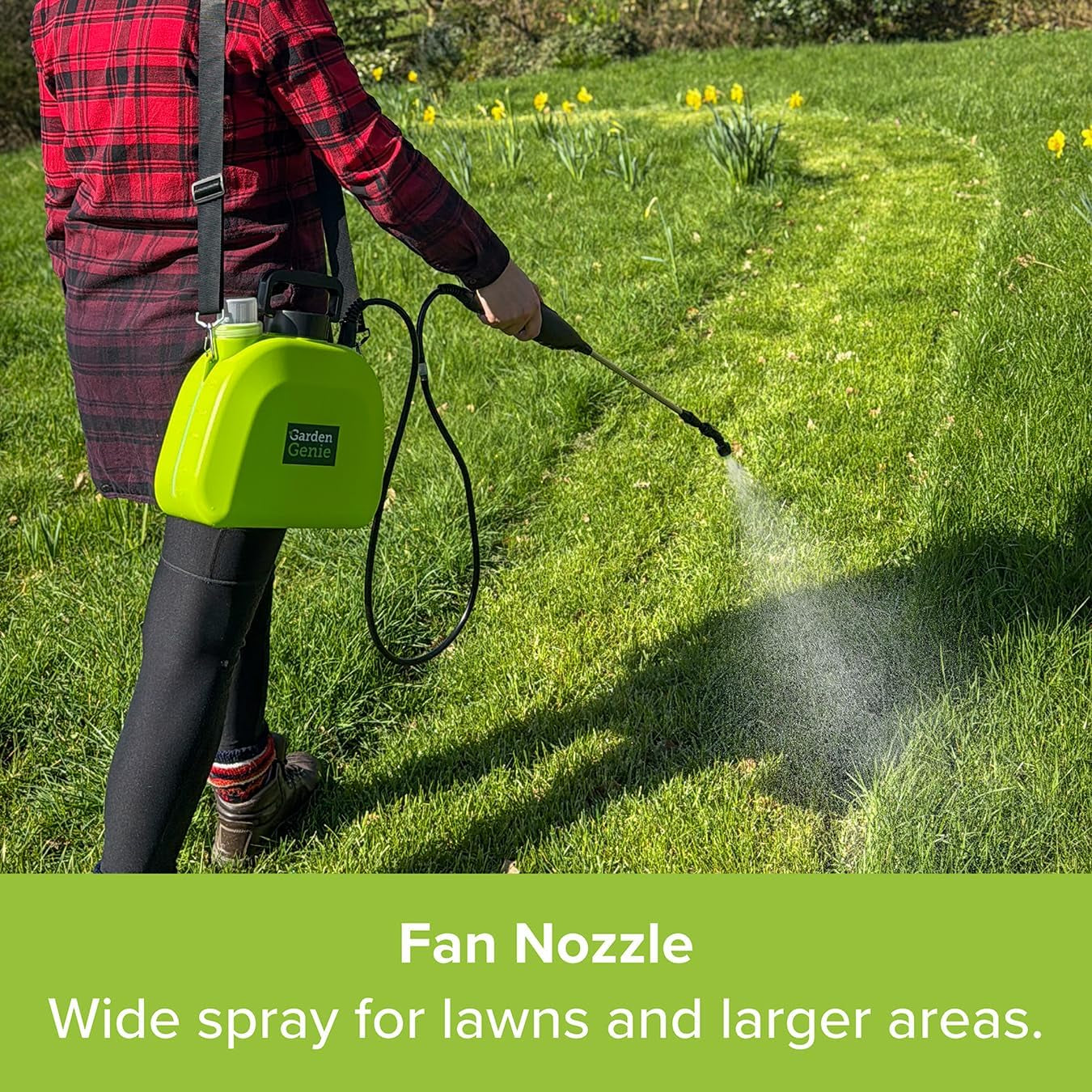 Garden Genie Rechargeable Electric Sprayer in Moss Green - 5L Cordless Sprayer 1.6 Bar Pressure - Telescopic Lance & 3 Nozzles - Weed Killer, Fertiliser & Plant Watering System - Easy Use