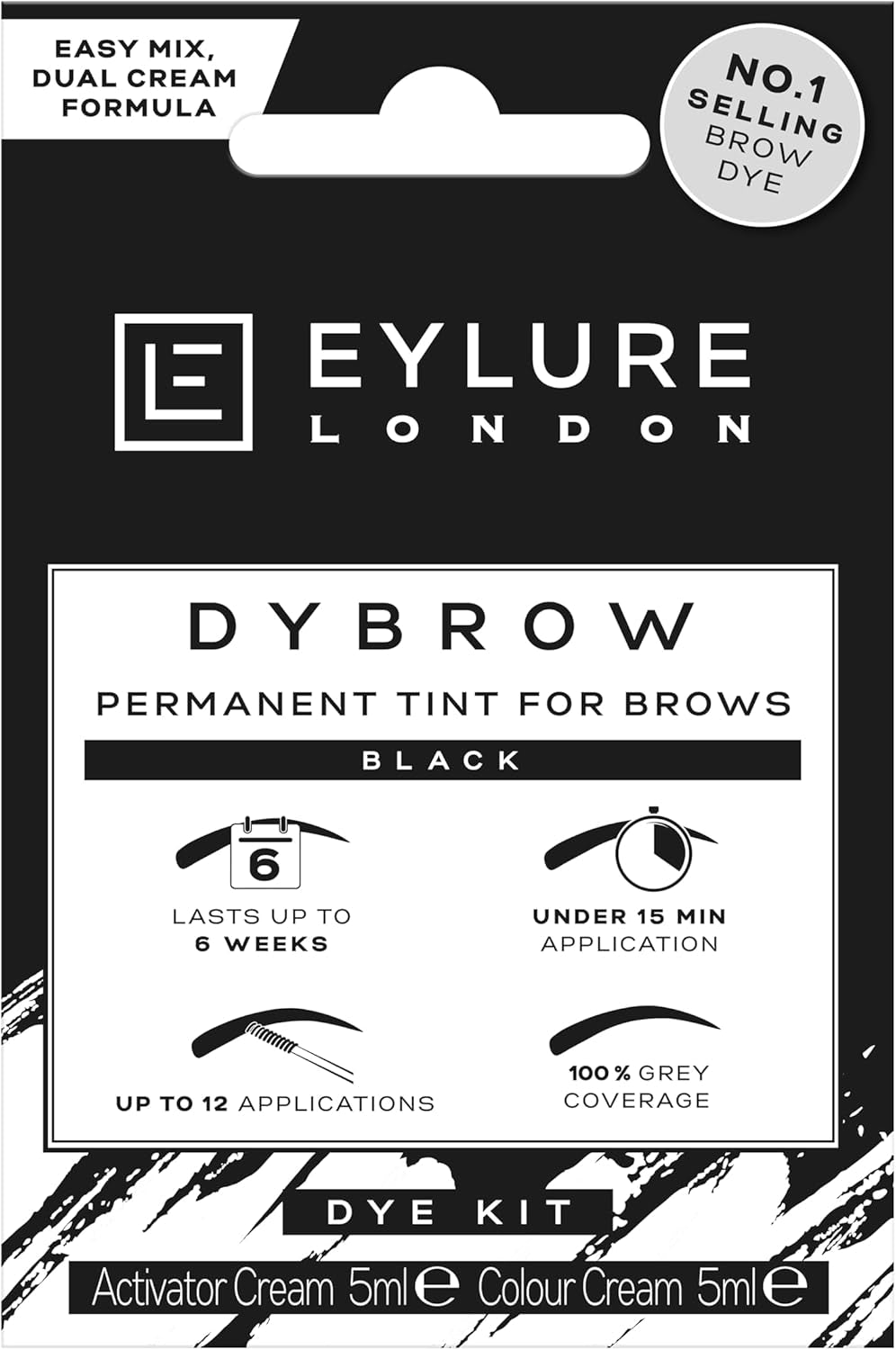 DYBROW Eyebrow Dye Kit - Black (Packaging May Vary) 5ML