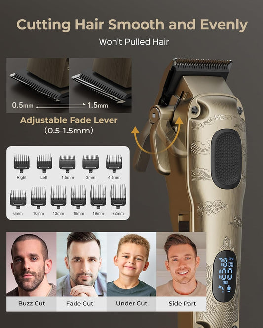 Hair Clippers & Trimmers Set for Men Professional, Waterproof Electric Razor Foil Shaver for Men Face Beard, Cordless for Hair Cutting, 4-Speed Setting, LED Battery Display, Home Use