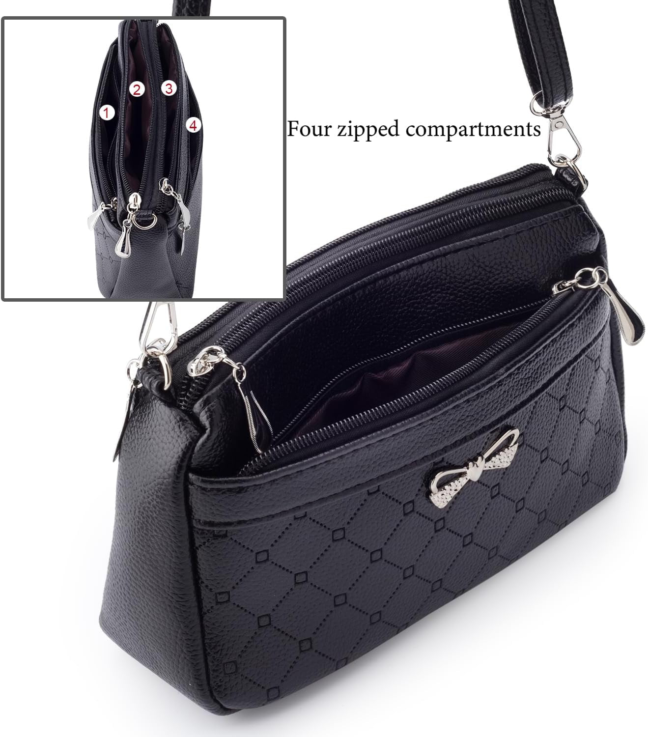 Women Handbags Shoulder Bags Small Square Soft PU Leather Cross Body Ladies Bags Elegant Butterfly Decoration