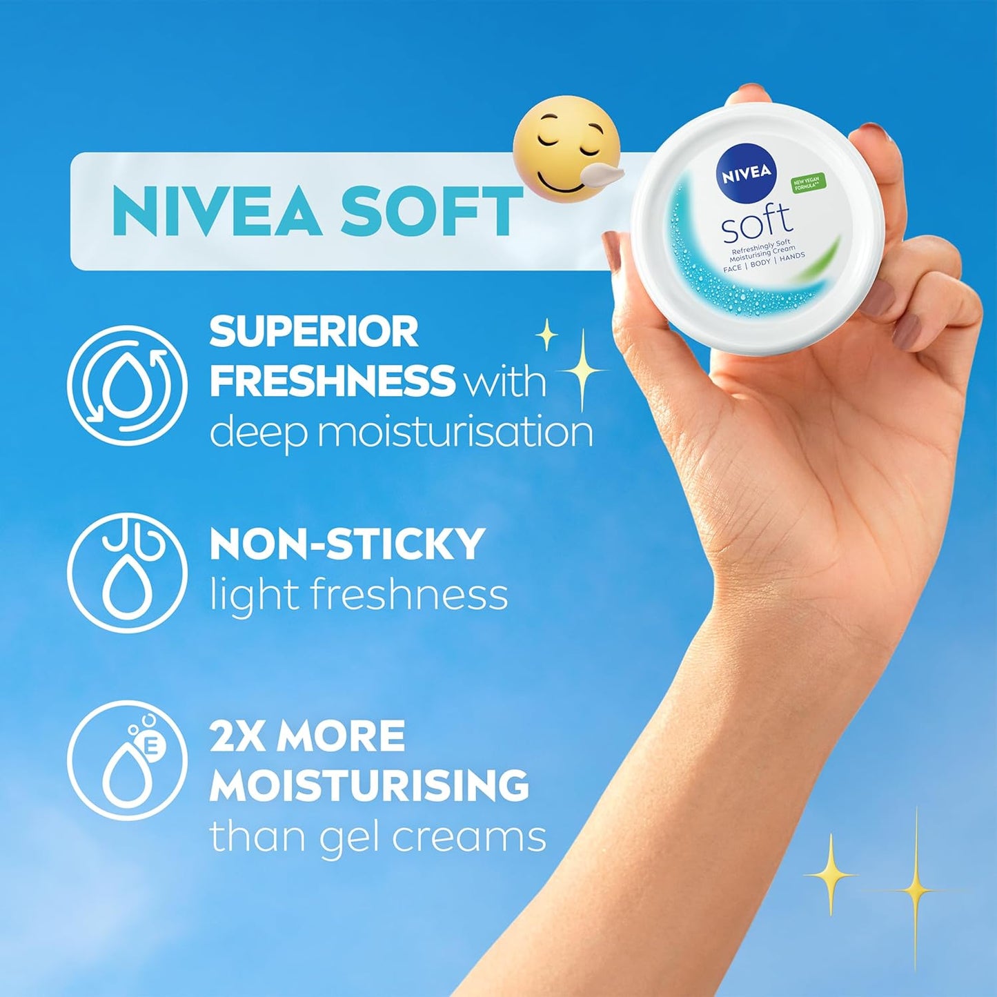Soft Moisturising Cream (500Ml), 48H Face Moisturiser for Face, Body and Hands with Vitamin E and Jojoba Oil, Hand Lotion Moisturises Deeply, Vegan Formula Day Cream