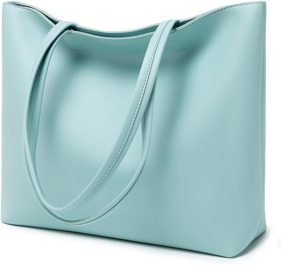 Ladies Tote Bags Simple PU Leather Handbags Work School Shopping Bags for Women with Zip and Inner Pocket