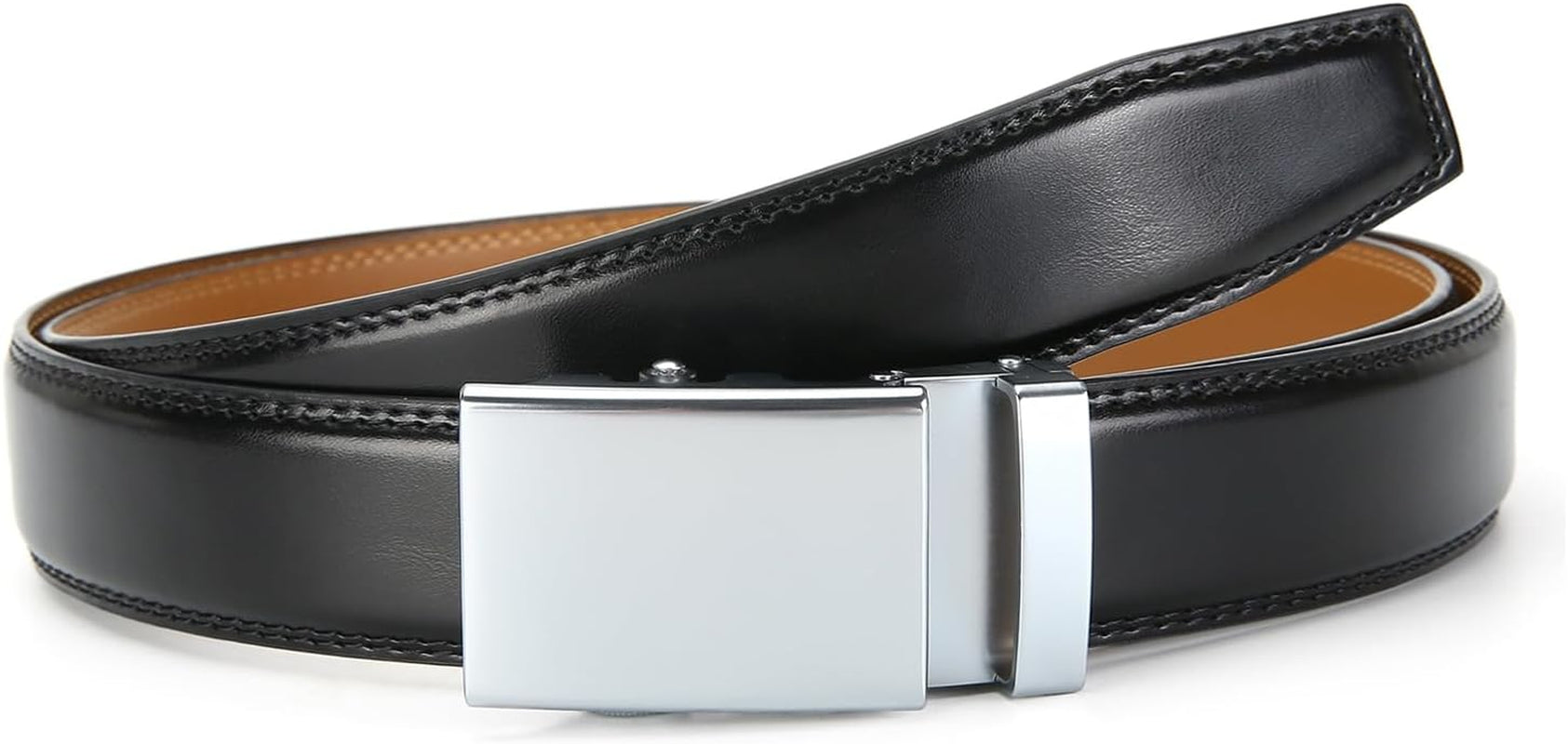 Men'S Belt, Slide Ratchet Belt for Men with Leather 1 3/8" Width 3.5Cm,Trim to Fit