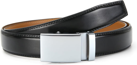 Men'S Belt, Slide Ratchet Belt for Men with Leather 1 3/8" Width 3.5Cm,Trim to Fit