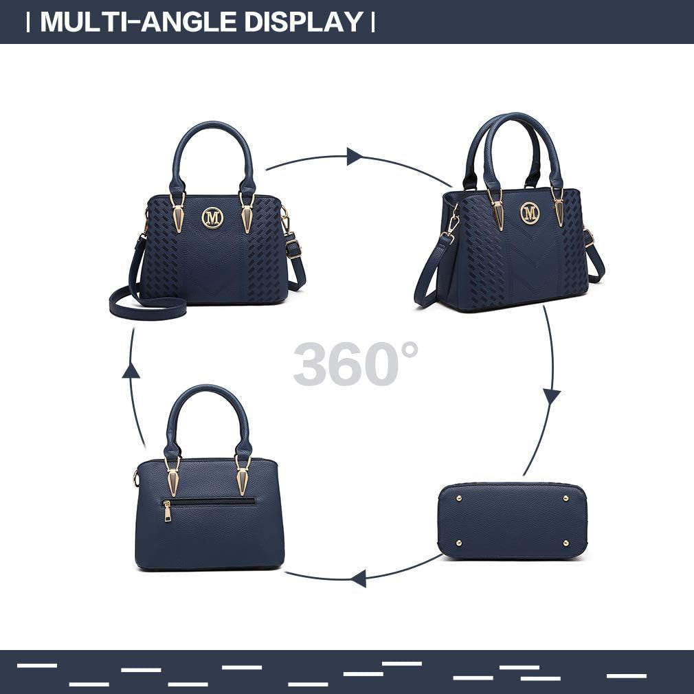 Handbag for Women, Woven and Chevron Pattern, M Logo on the Front, Top Handle or Shoulder Bag