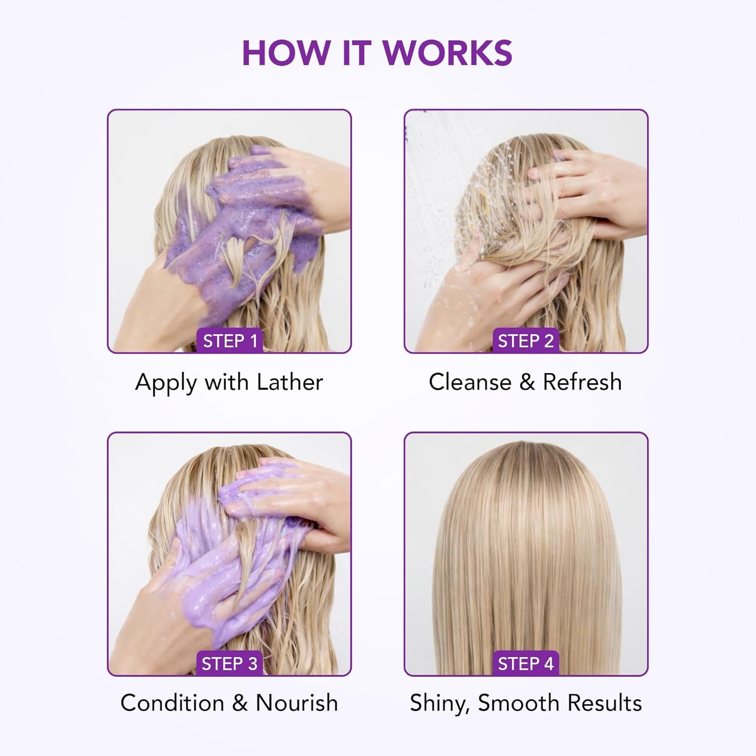 2 X 16 Fl Oz (473 Ml) Lavender Purple Shampoo & Conditioner Set for Blonde, Silver & Grey Hair – Anti-Brass Toning Care, Enhances Highlights, Sulphate & Paraben Free