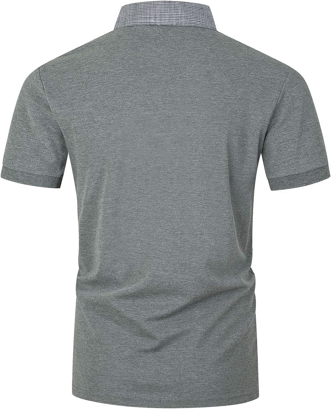 Men'S Short Sleeve Polo Shirts Classic Plaid Splice Golf Tennis T-Shirt
