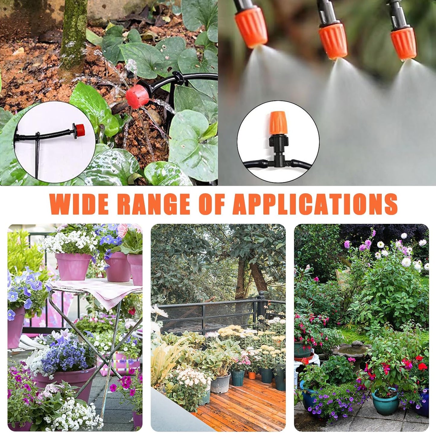 164FT/50M Irrigation System Kit, Automatic Watering System with Irrigation Tubing and Accessories, Drip Irrigation System for Greenhouse, Yard, Lawn, Plant (202PCS/50M Hose)