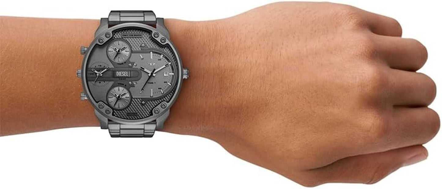 Diesel Mr. Daddy Watch for Men, Quartz Three Hand Multifunctional Movement with Stainless Steel Strap