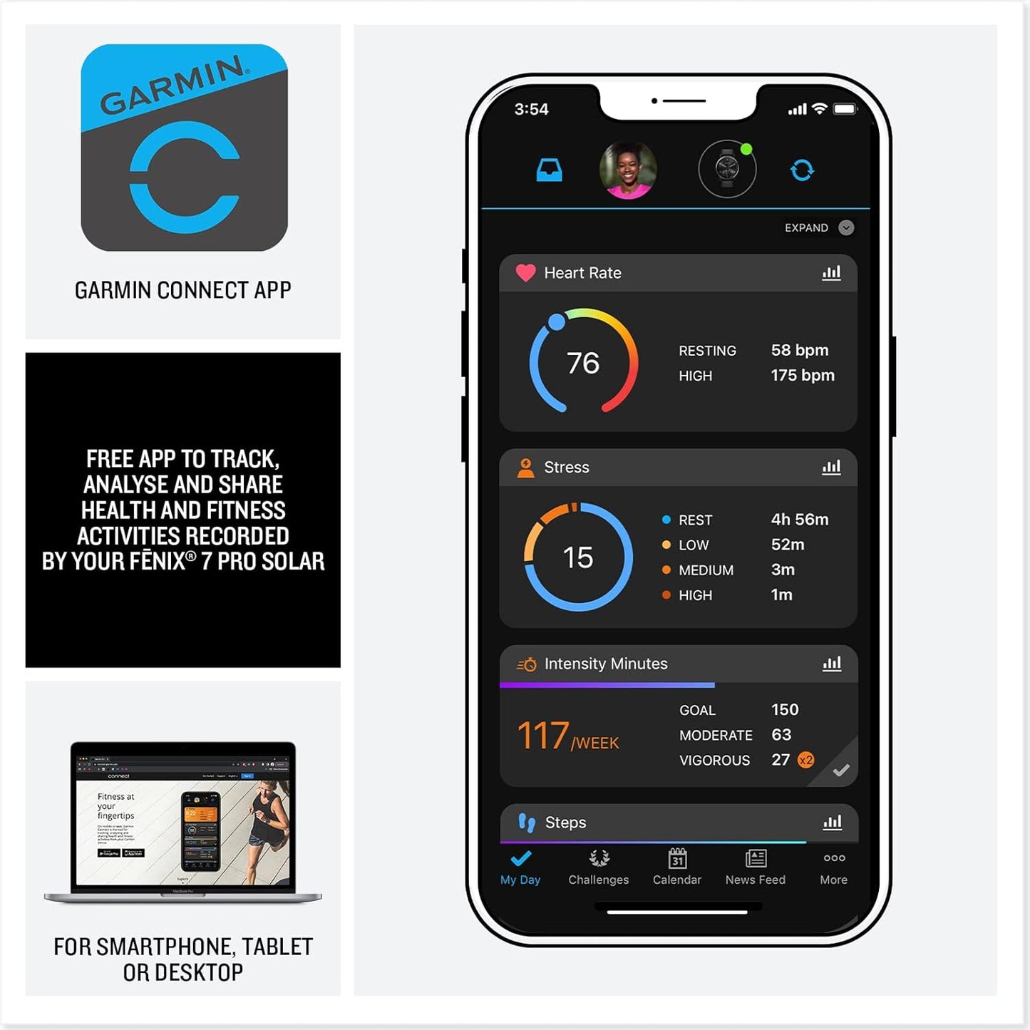 Fēnix 7 PRO SOLAR, 47Mm GPS Smartwatch, Multisport, SOLAR Charging, Advanced Health & Training Features, Touchscreen & Buttons, up to 22 Days Battery Life, Graphite