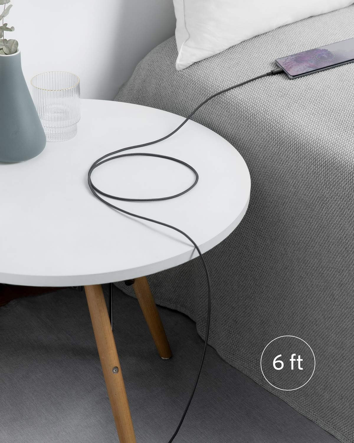 USB C to USB C Charger Cable, New Nylon (6 Ft/1.8M, 2-Pack), 60W (3A) for Iphone 17/16/15, Ipad Pro, Samsung Galaxy, Macbook Pro,And More