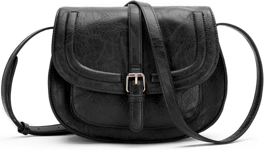 Crossbody Bag for Women Small Satchel and Shoulder Bag Vintage Saddle Handbags Vegan Leather