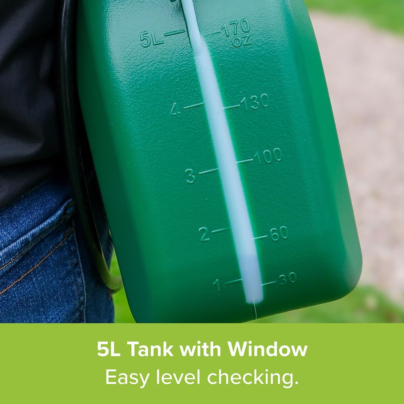 Garden Genie Rechargeable Electric Sprayer in Moss Green - 5L Cordless Sprayer 1.6 Bar Pressure - Telescopic Lance & 3 Nozzles - Weed Killer, Fertiliser & Plant Watering System - Easy Use
