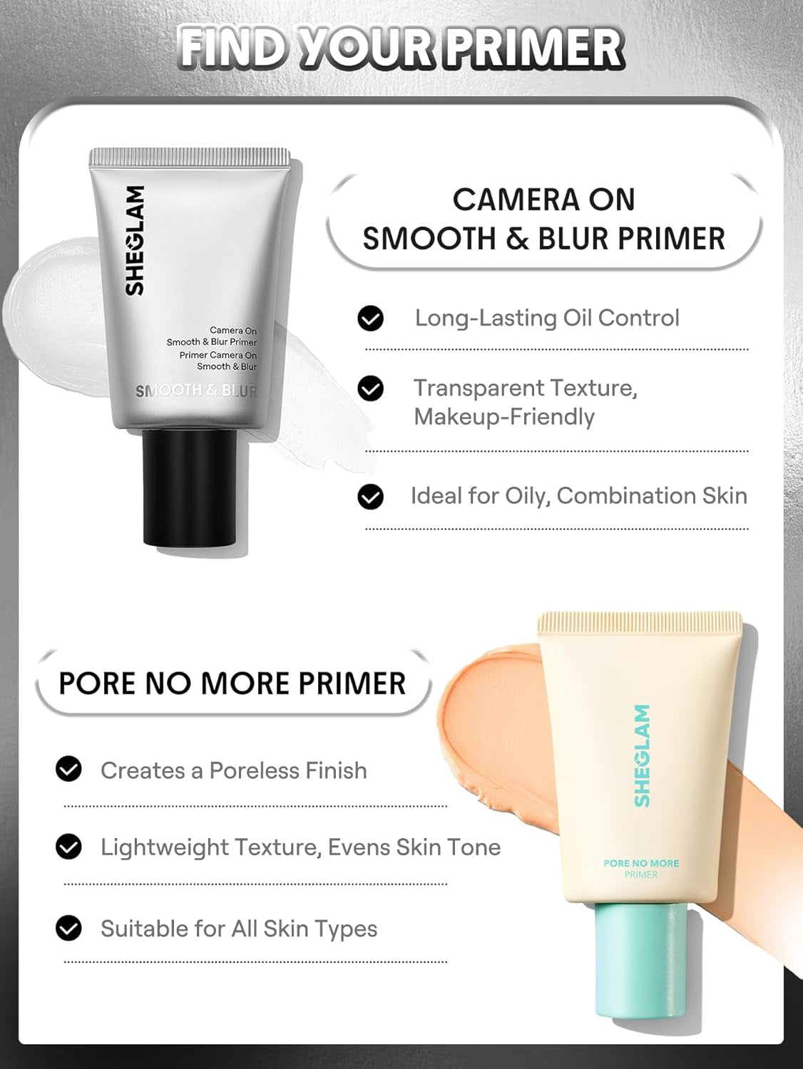Camera on Smooth & Blur Primer Mattifying Makeup Base Primer for Smoothing Skin