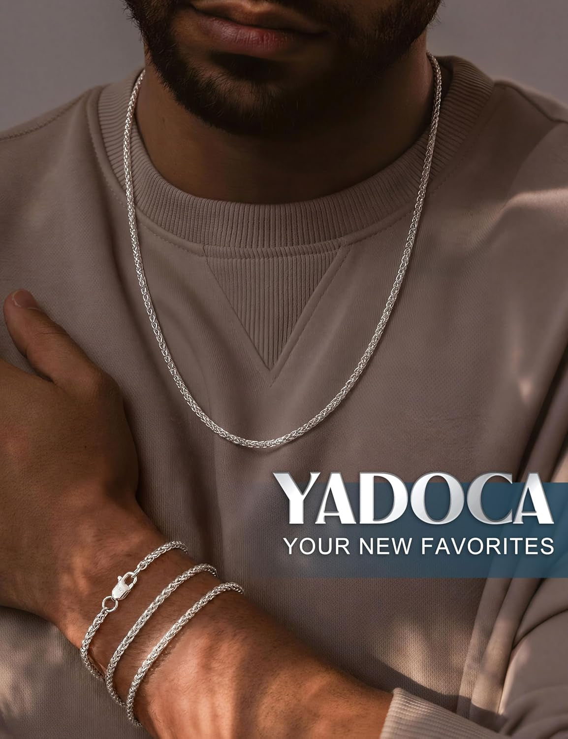 925 Sterling Silver Chain Mens Hypoallergenic Wheat Silver Necklace Chain for Men Sturdy Men'S Necklaces Ideal Pendants Choice Jewellery Gift 18/20/22 Inch