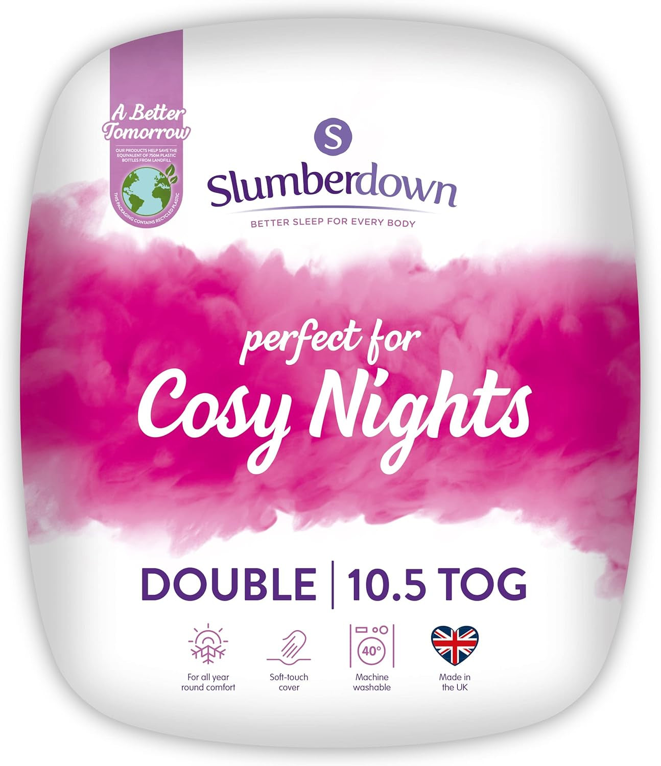 Cosy Nights Double Duvet 10.5 Tog - Breathable & Soft All Year-Round Double Quilt for Summer, Autumn & Winter | Uk-Made, Non-Allergenic & Washable (200 X 200Cm)
