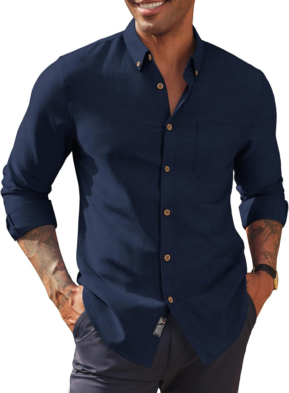 Mens Shirts Long Sleeve Button down Oxford Shirts with Pocket