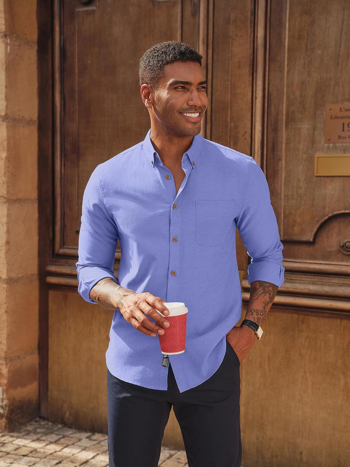 Mens Shirts Long Sleeve Button down Oxford Shirts with Pocket