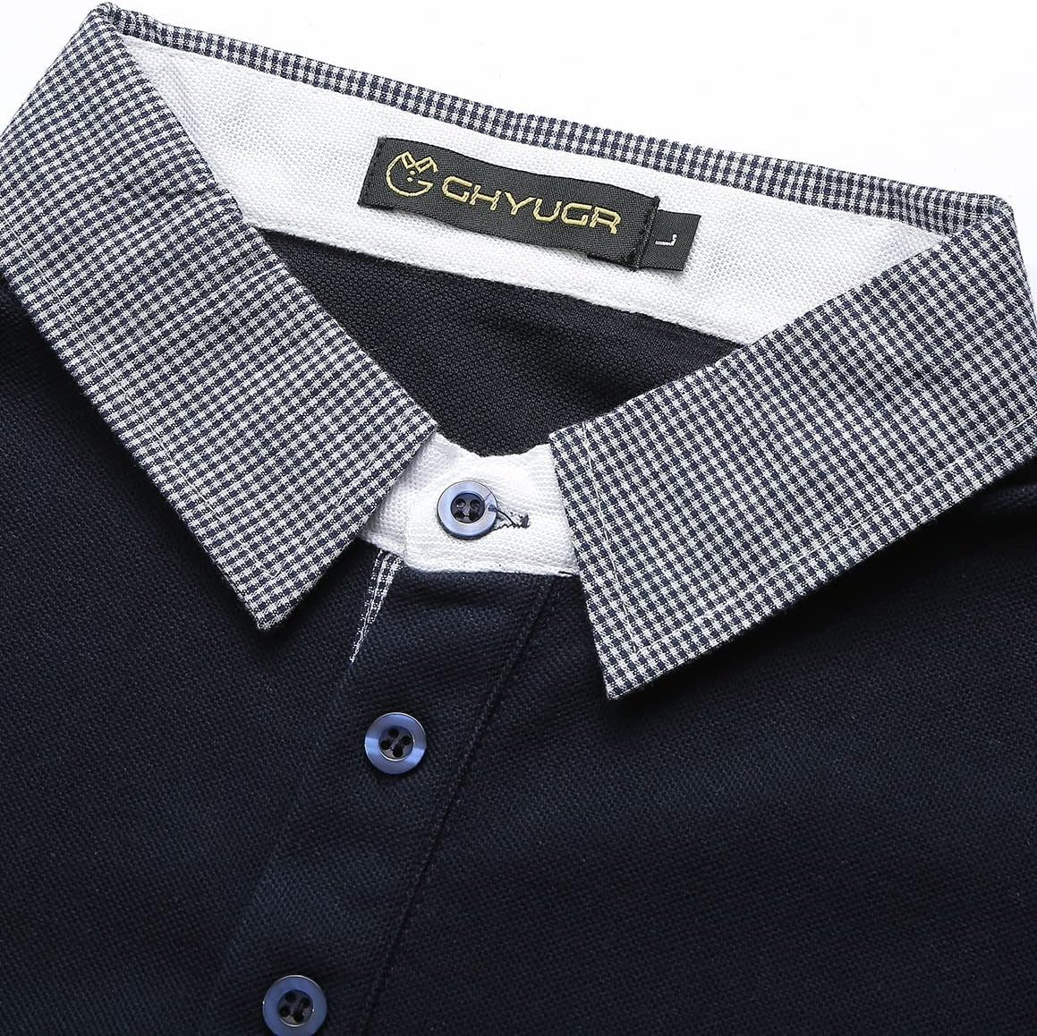 Men'S Short Sleeve Polo Shirts Classic Plaid Splice Golf Tennis T-Shirt