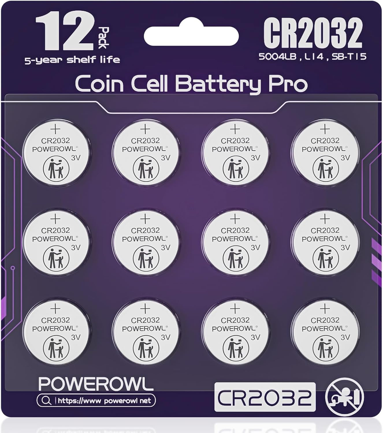 12 Pcs CR2032 3V Lithium Battery for Your Toys, Games, MP3 Players, Stopwatches (Purple)