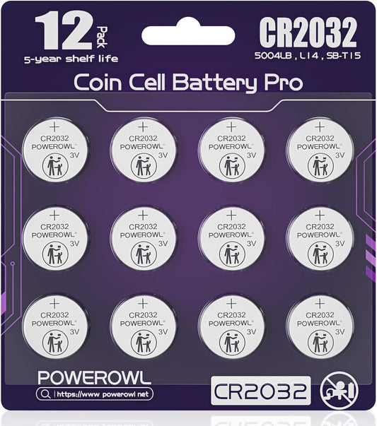 12 Pcs CR2032 3V Lithium Battery for Your Toys, Games, MP3 Players, Stopwatches (Purple)