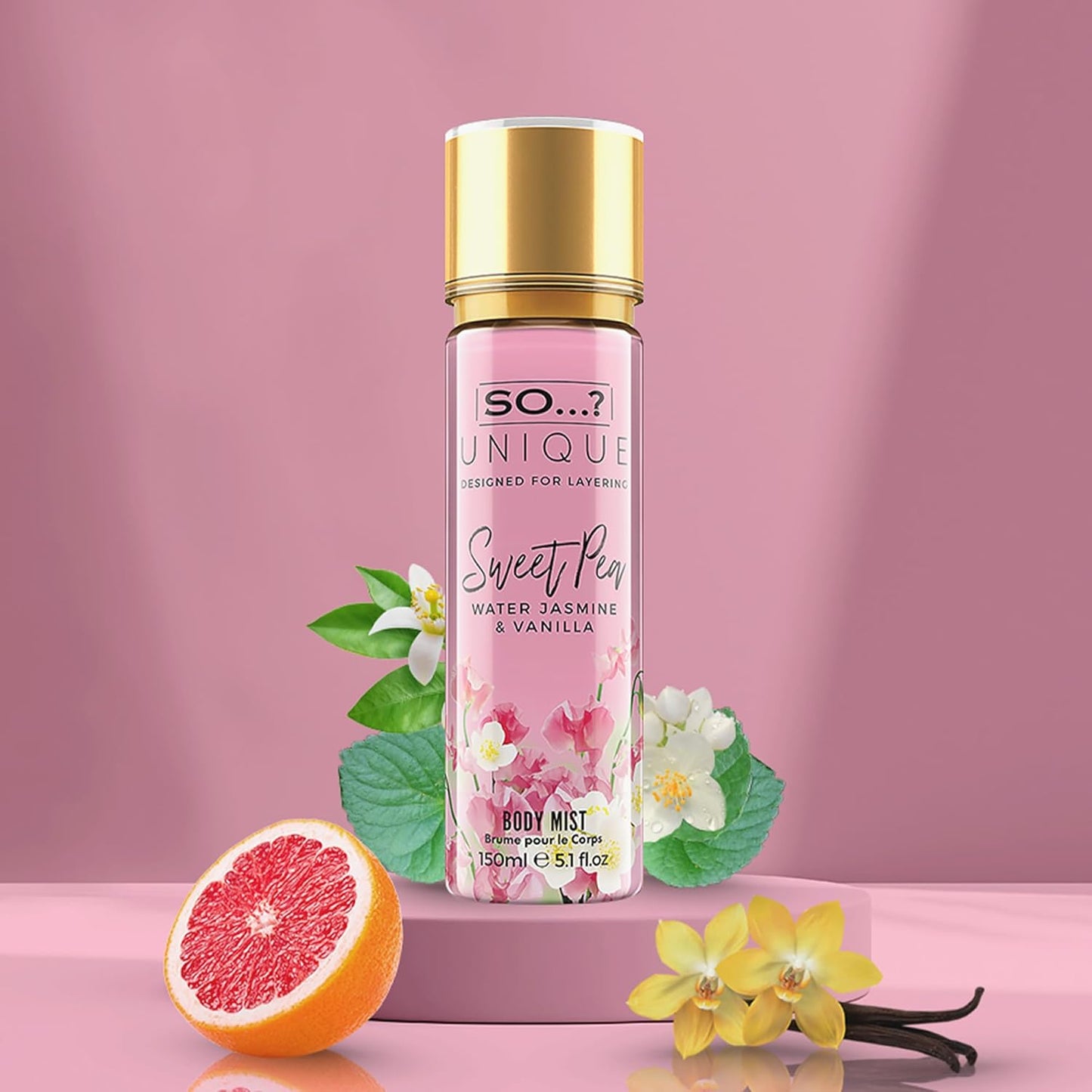 Unique Womens Vegan Sweet Pea Body Mist Fragrance Spray 150Ml