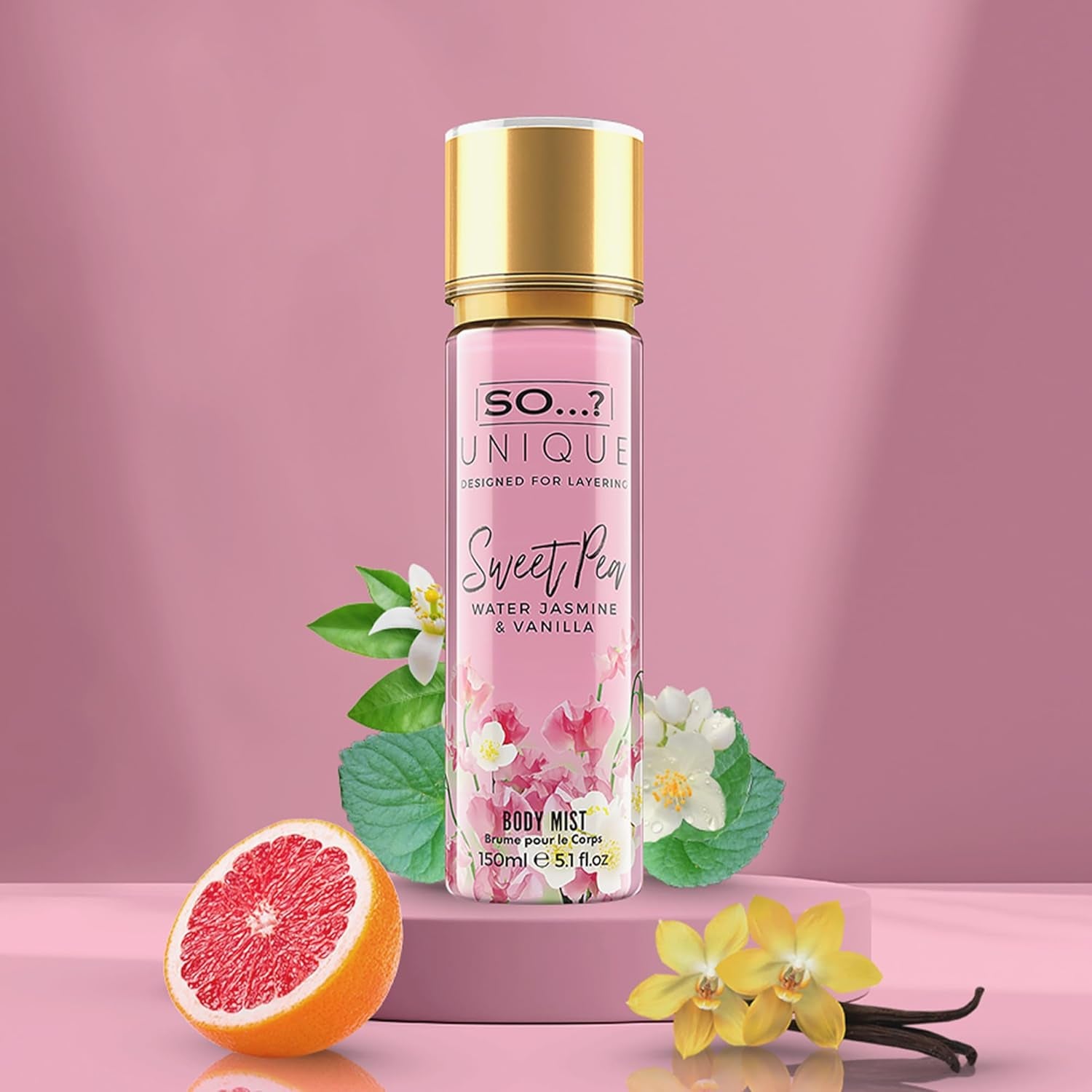 Unique Womens Vegan Sweet Pea Body Mist Fragrance Spray 150Ml