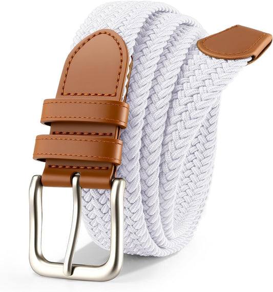 Mens Belt Elastic Belts for Men Stretch Braided Fabric Belts Casual Black Woven Golf Belt for Jeans