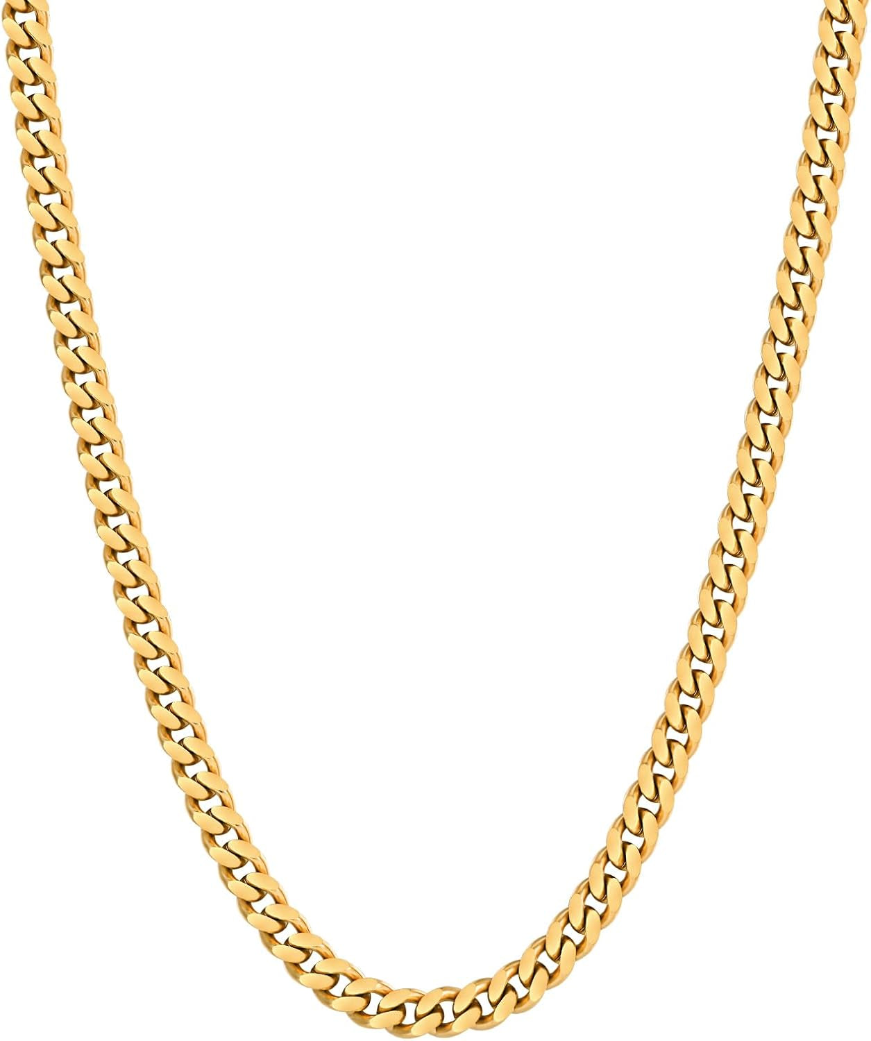 Men Gold Necklace, Mens Gold Chain,18K Real Gold Plated 4/5/6Mm Flat Cuban Link Chain, No Color Fading Men’S Necklace Chain,Jewelry Gift Men Women,Gift Box