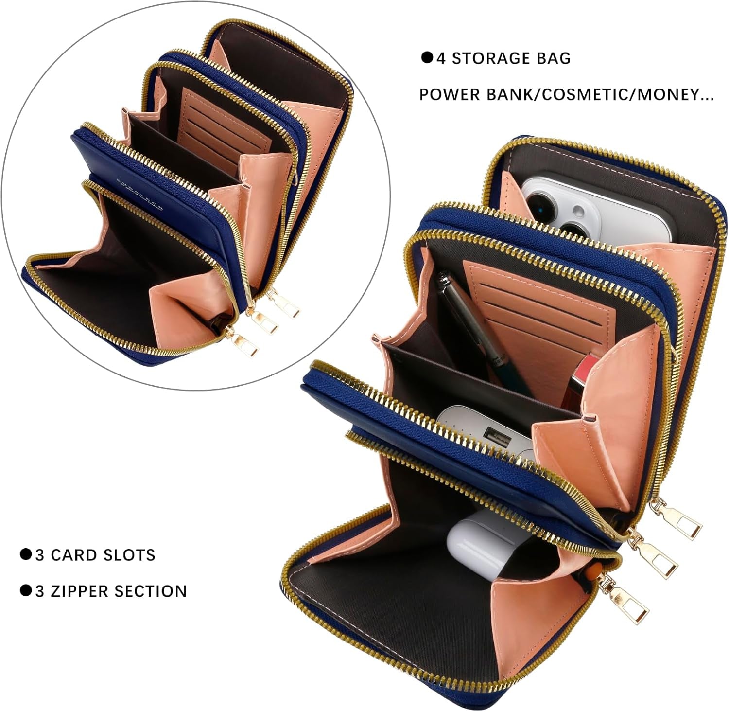 Small Crossbody Bags Mobile Phone Wallet Bags with Large Capacity and Adjustable Shoulder Strap for Women Girl