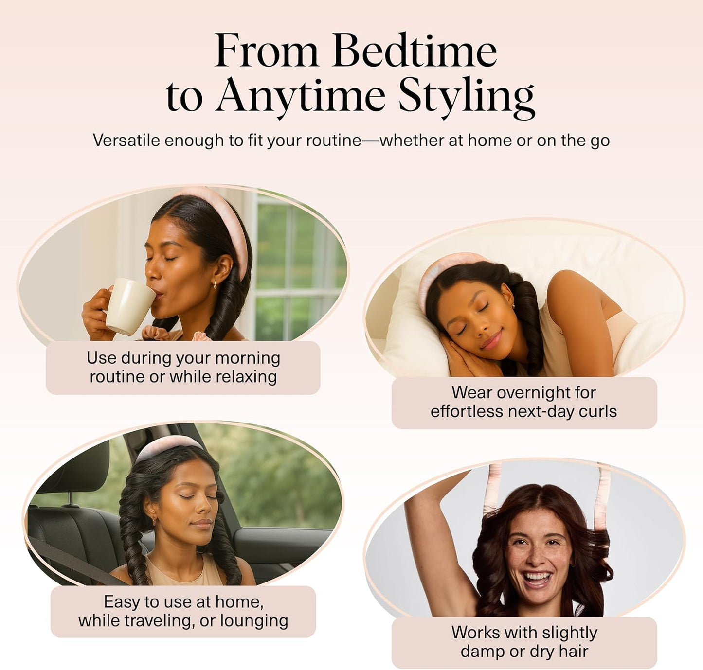 Satin Heatless Curlers Set – Heatless Curls Overnight with 34" Hair Curler & 2 Satin Scrunchies – Comfortable Hair Curlers to Sleep in for Frizz-Free, No Heat Damage Styling - Sunset Tie Dye