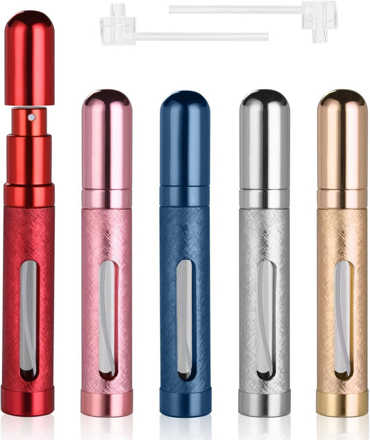 Perfume Atomiser Bottles, 5Pcs 12Ml Refillable Perfume Atomizer Empty Spray Bottles, Travel Fine Mist Fragrance Bottle with Window, Portable Purse Pocket Handbag Perfume Bottle for Men and Women