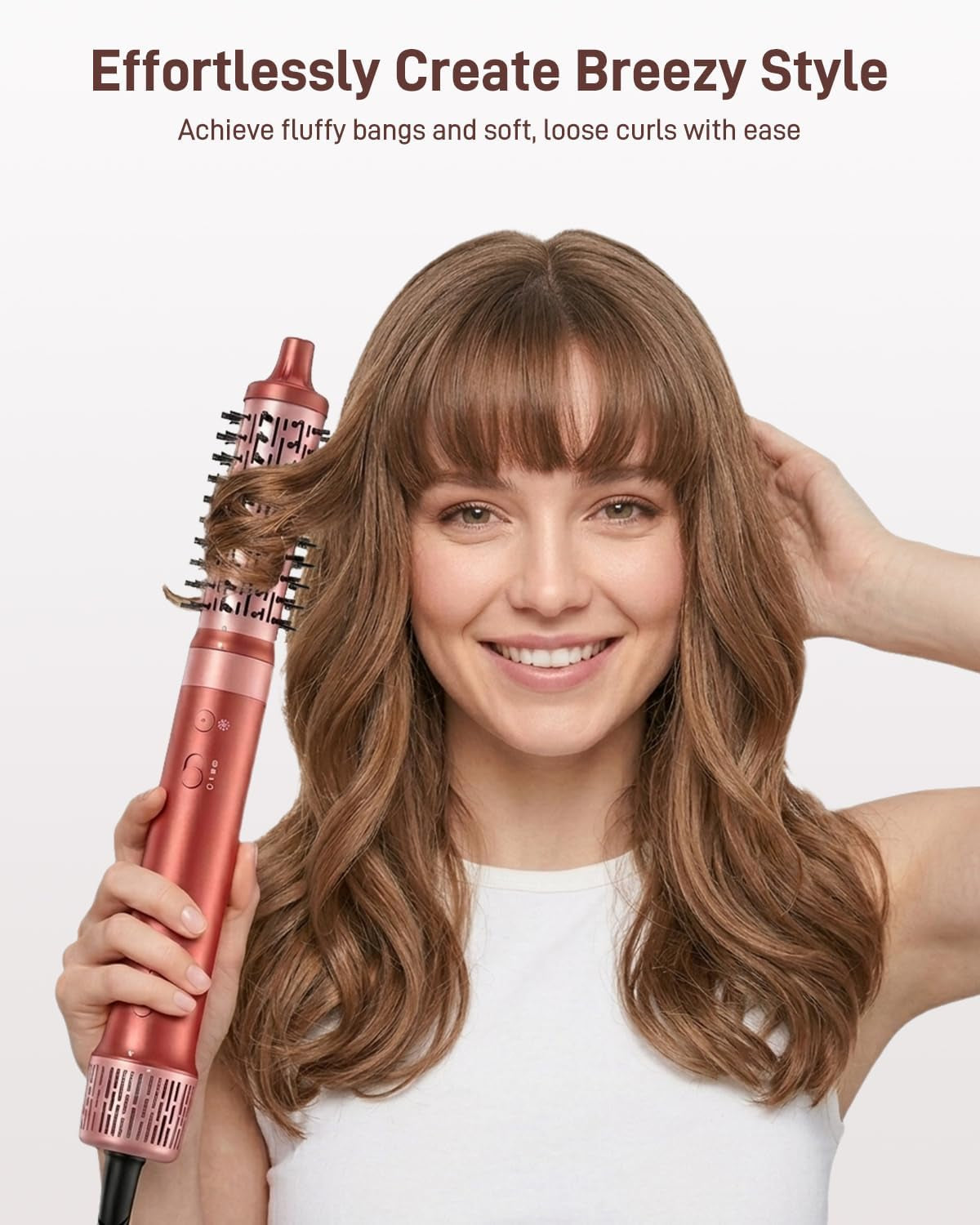 6 in 1 Air Styler, Hair Dryer Brush & Curling Wand, Fast Drying, Automatic Curler, No Heat Damage, Straightening & Volumising with Storage Bag, Perfect as a Gift