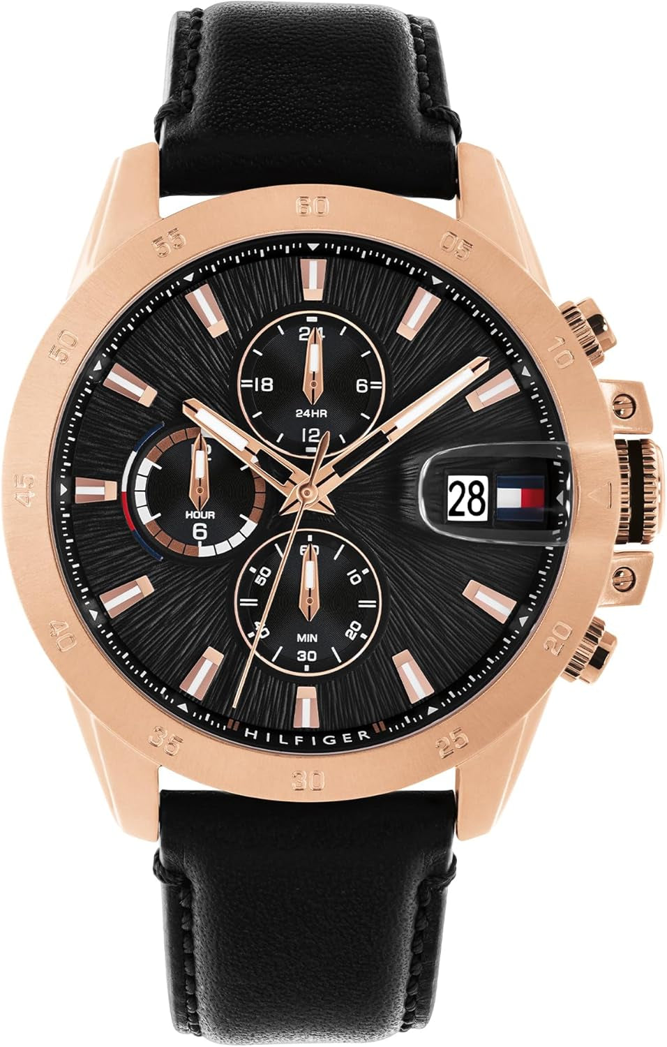 Tommy Hilfiger Dual Time Quartz Watch for Men with Stainless Steel Bracelet or Leather Strap
