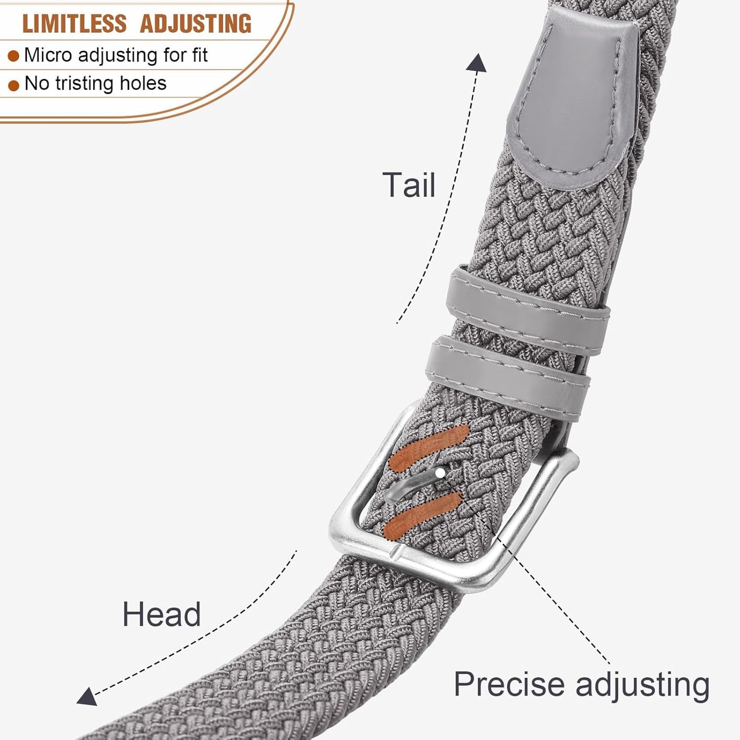 Mens Belt Elastic Belts for Men Stretch Braided Fabric Belts Casual Black Woven Golf Belt for Jeans