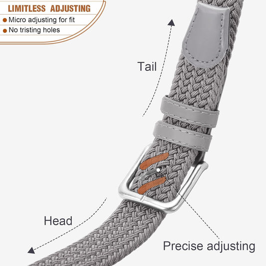 Mens Belt Elastic Belts for Men Stretch Braided Fabric Belts Casual Black Woven Golf Belt for Jeans
