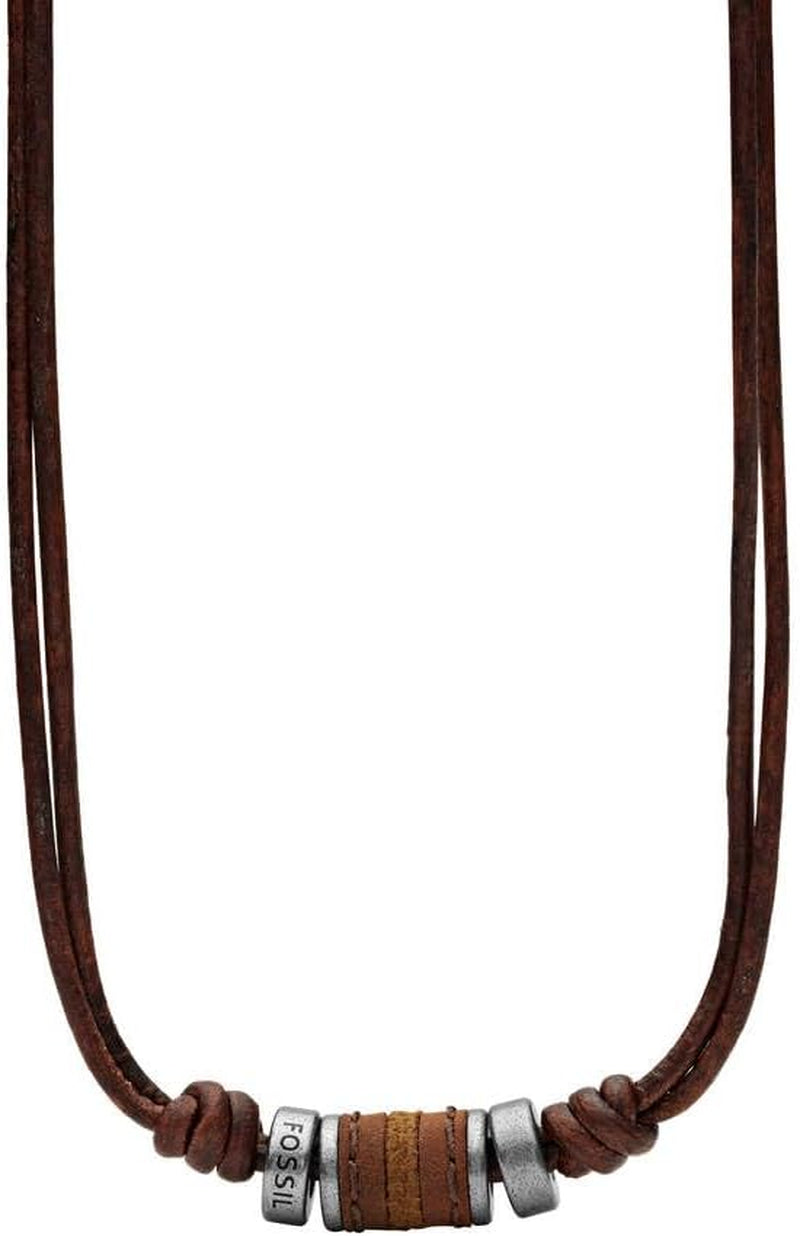 Necklace for Men Stainless Steel and Leather Necklace