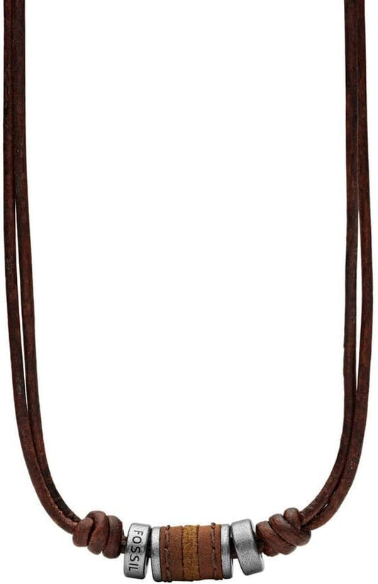 Necklace for Men Stainless Steel and Leather Necklace