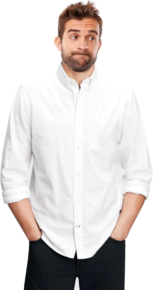 Regular Fit Long Sleeve Button down Collar Oxford Shirt for Men