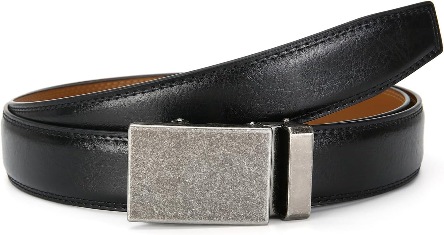 Men'S Belt, Slide Ratchet Belt for Men with Leather 1 3/8" Width 3.5Cm,Trim to Fit