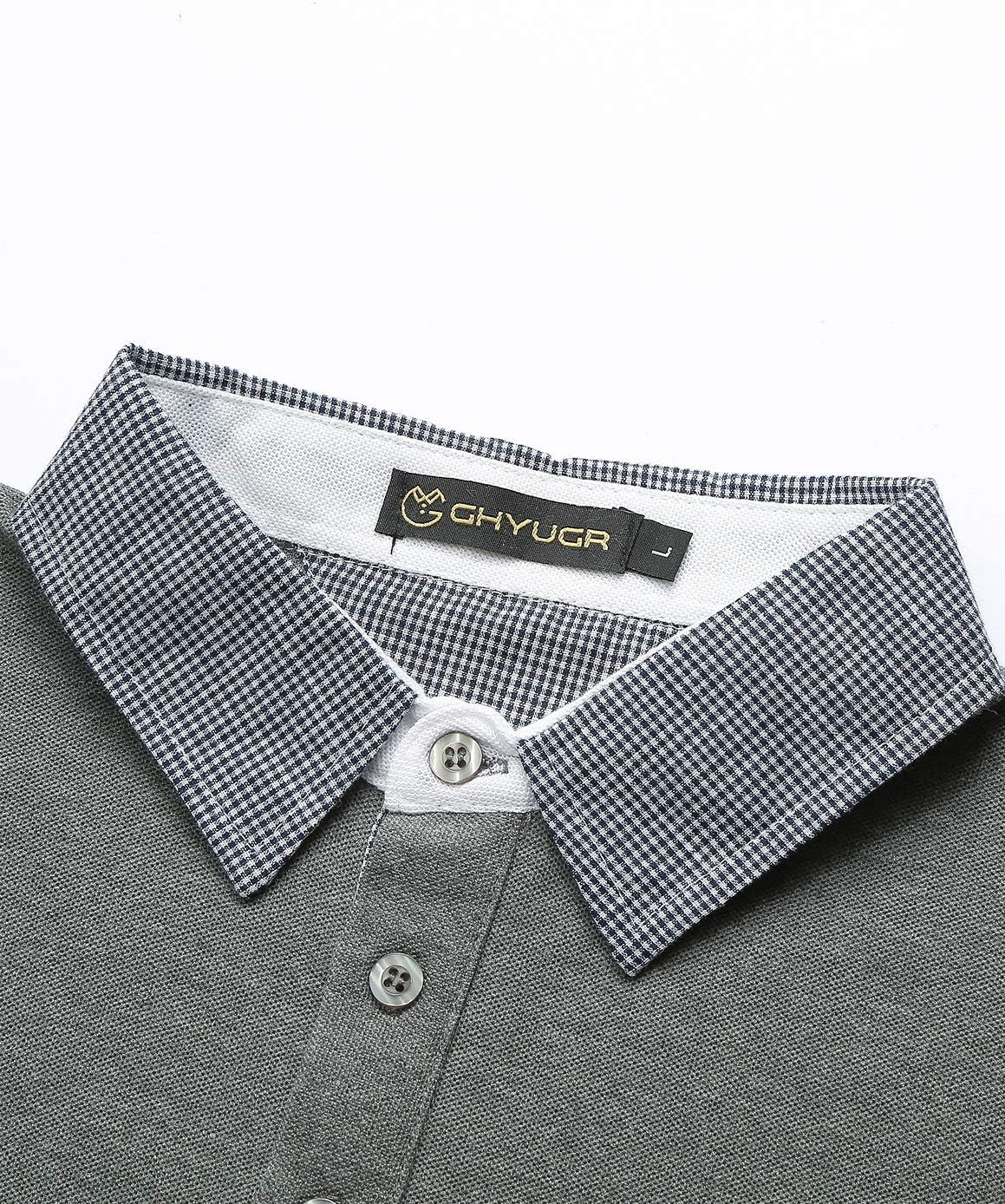 Men'S Short Sleeve Polo Shirts Classic Plaid Splice Golf Tennis T-Shirt