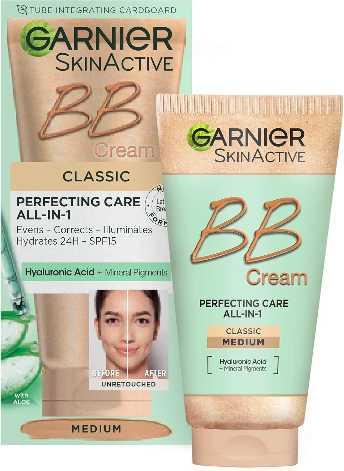 Skinactive Classic Perfecting All-In-1 BB Cream, Shade Classic Medium, Tinted Moisturiser SPF 15, Brightens and Evens Skin, with Hyaluronic Acid, Aloe & Mineral Pigments, 50 Ml , Pack of 1