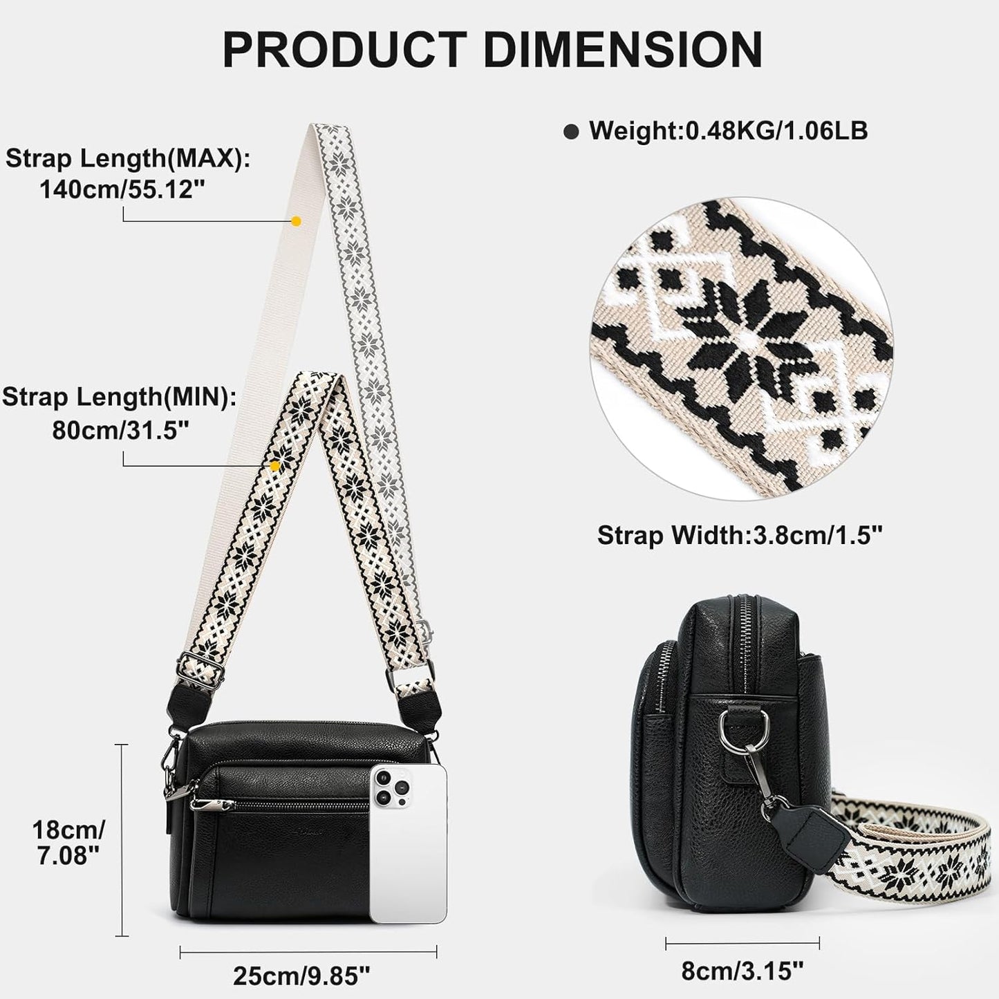 Women'S Cross Body Bags, Crossbody Bags for Women with Anti-Theft Function 4 Zip Compartments Women Shoulder Handbags with Adjustable Wide Strap