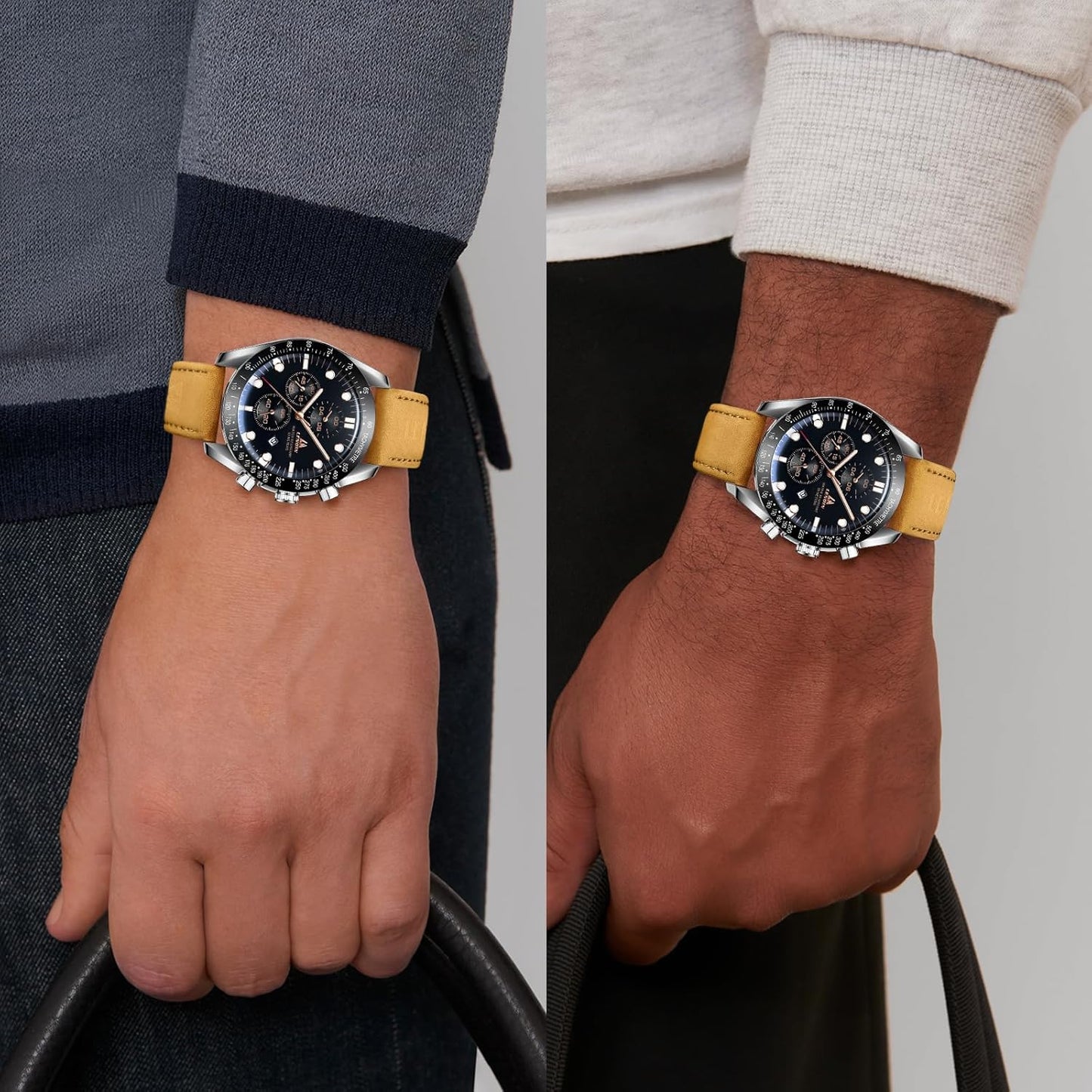 Mens Watches Analog Quartz Watches for Men 30M Waterproof Men'S Wrist Watch with Date Leather Band No Chronograph