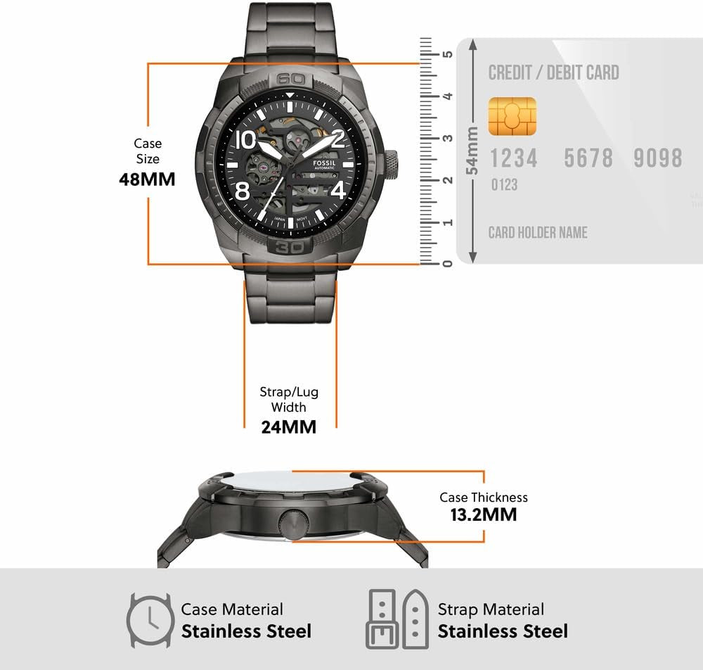Bronson Men'S Watch with Stainless Steel Strap or Genuine Leather Strap, Chronograph or Three-Hand Analogue Display